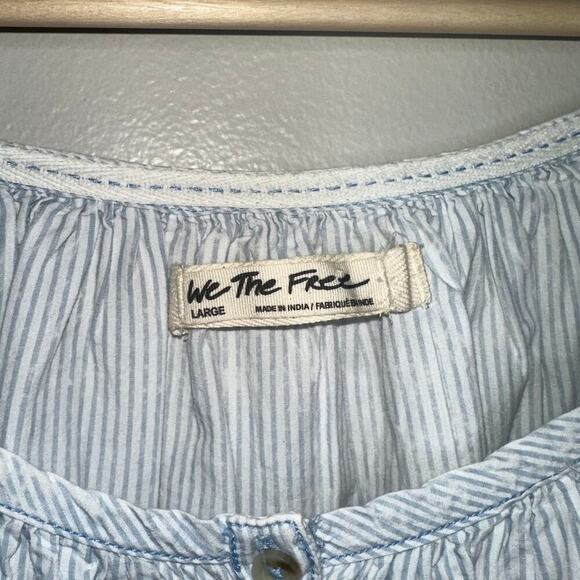 We The Free Oxford Swing Tunic Light Blue Striped Size Large Oversized Fit - Picture 3 of 8
